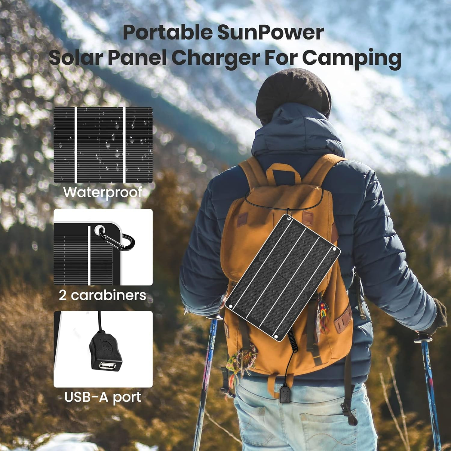 6W Mini USB Solar Panel, IP67 Waterproof Monocrystalline Module DIY Kit with PET