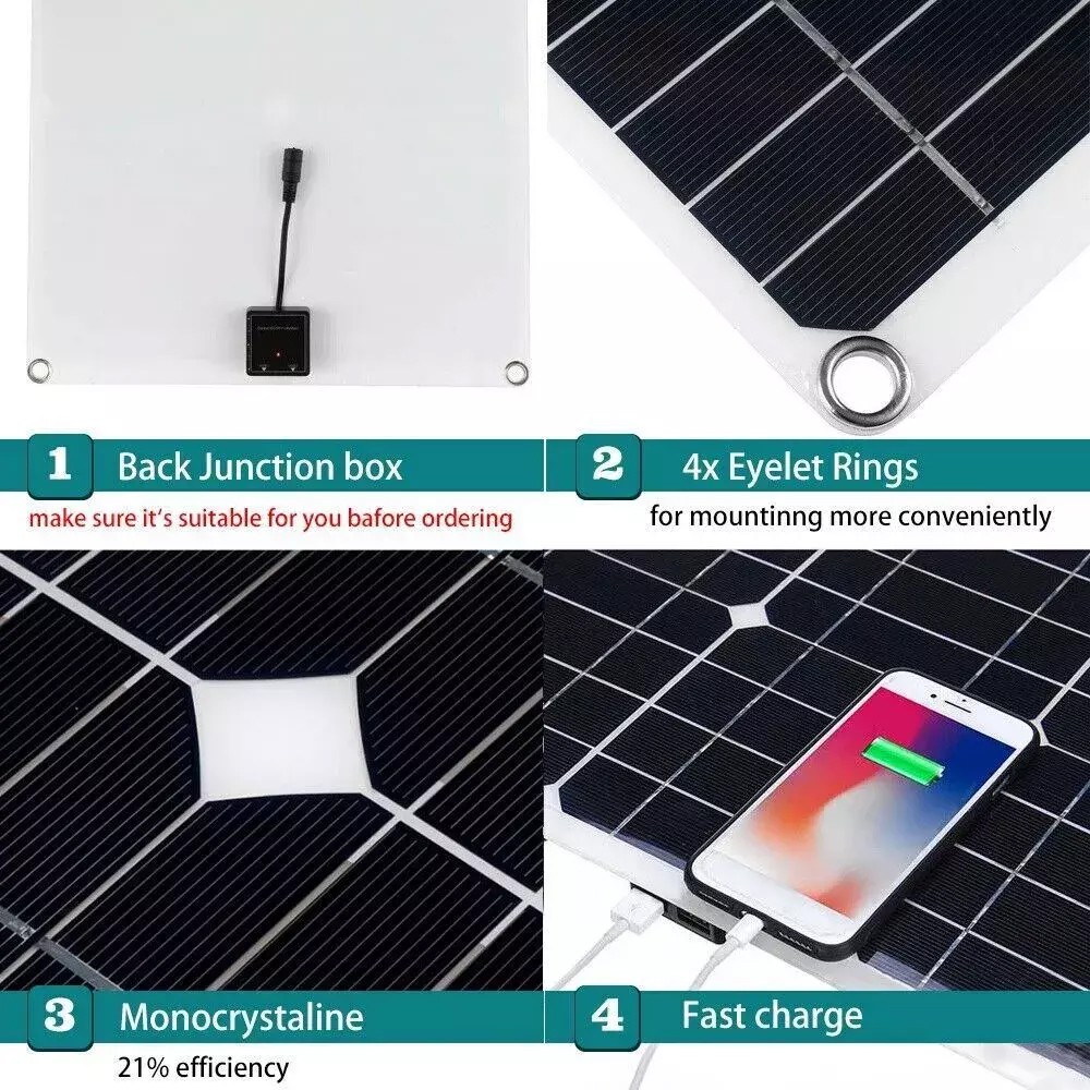 2 Pack Solar Panel Kit 12V 10A Battery Charger with Controller Caravan Boat RV