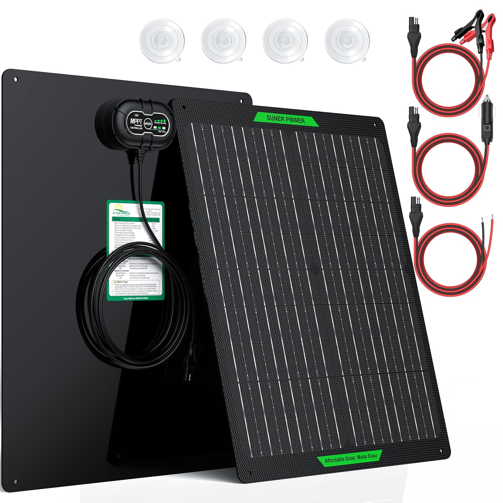 SUNER POWER 30W 12V MPPT Solar Maintainer PRO