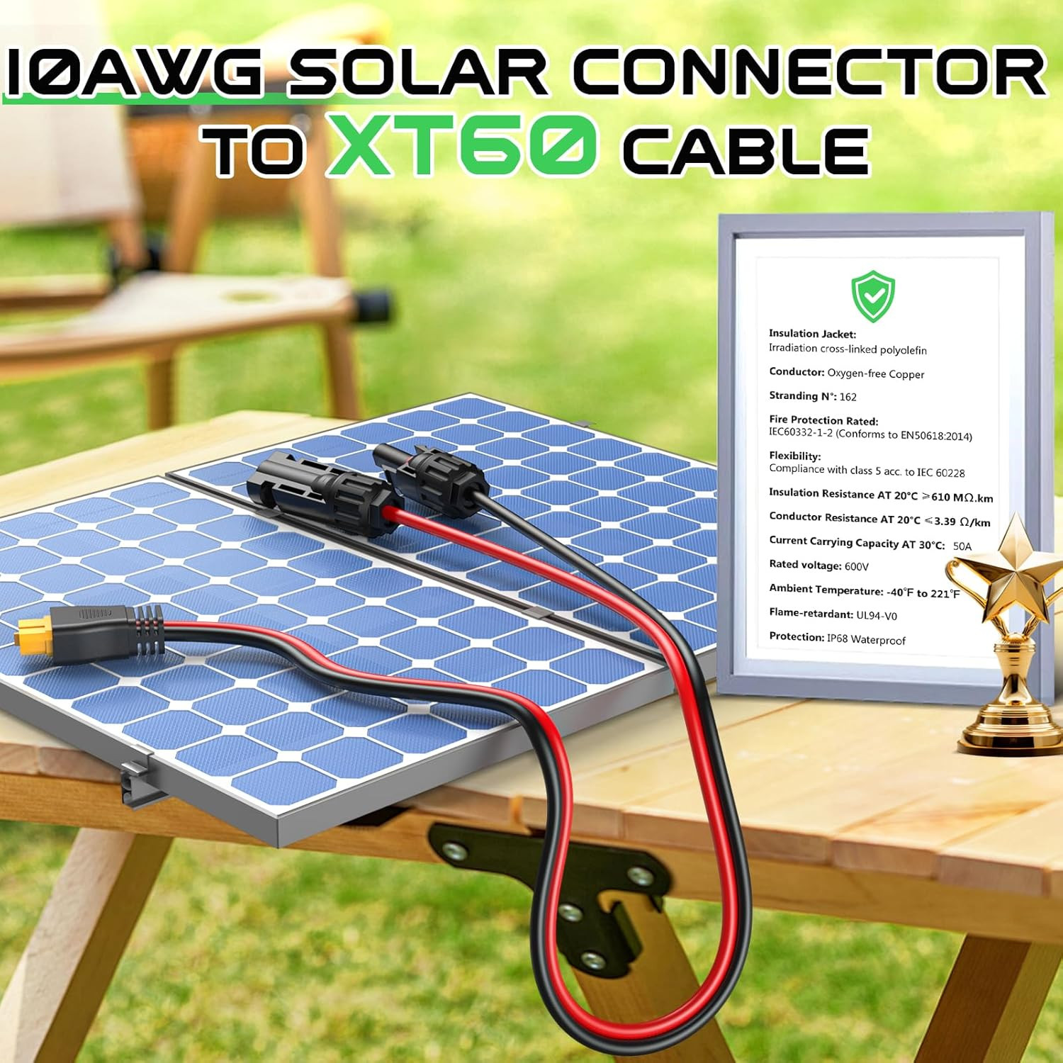 10AWG Solar to XT60 Cable, XT60 Solar Cable 10Ft XT60 Adapter Extension Cable fo