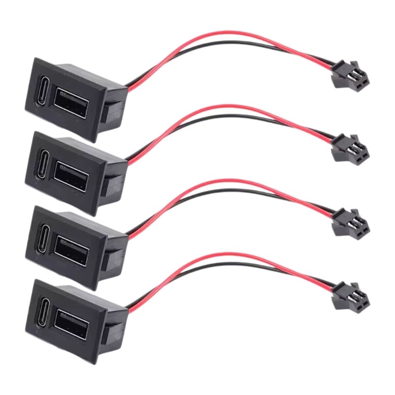 Panel USB Charging Socket Set, Pack of 4 with USB C and A Ports for House