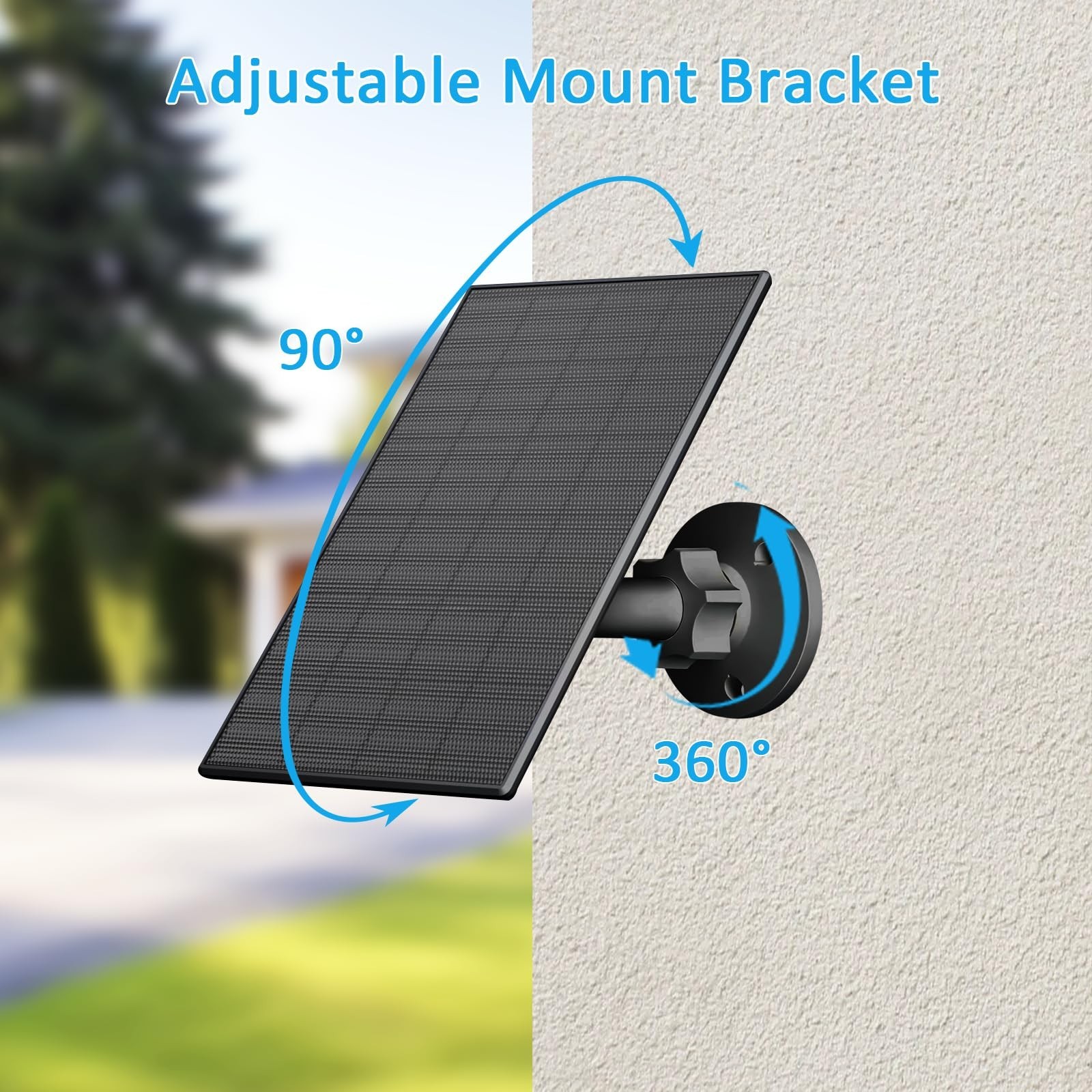 2W Solar Panel for Outdoor Security Cameras, USB/Type-C Charger, IP65 Waterproof