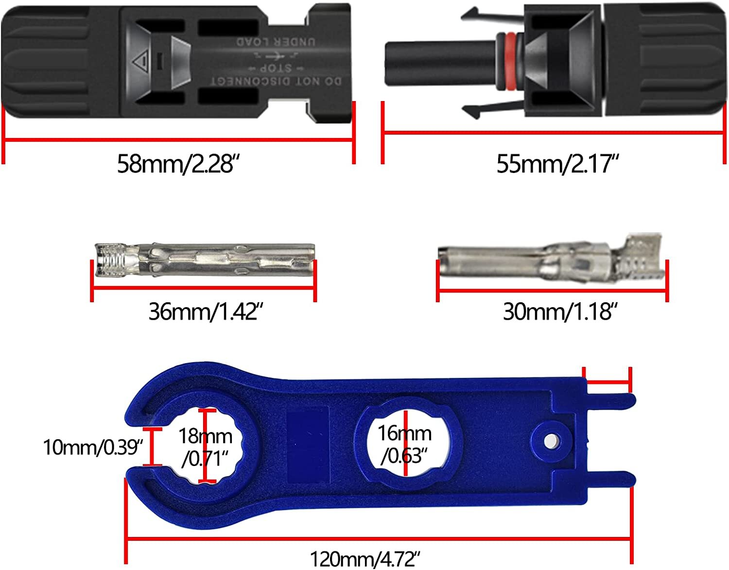 24/12PCS Solar Panel Cable Wire Connectors Crimper PV Crimping Pliers Tool Set