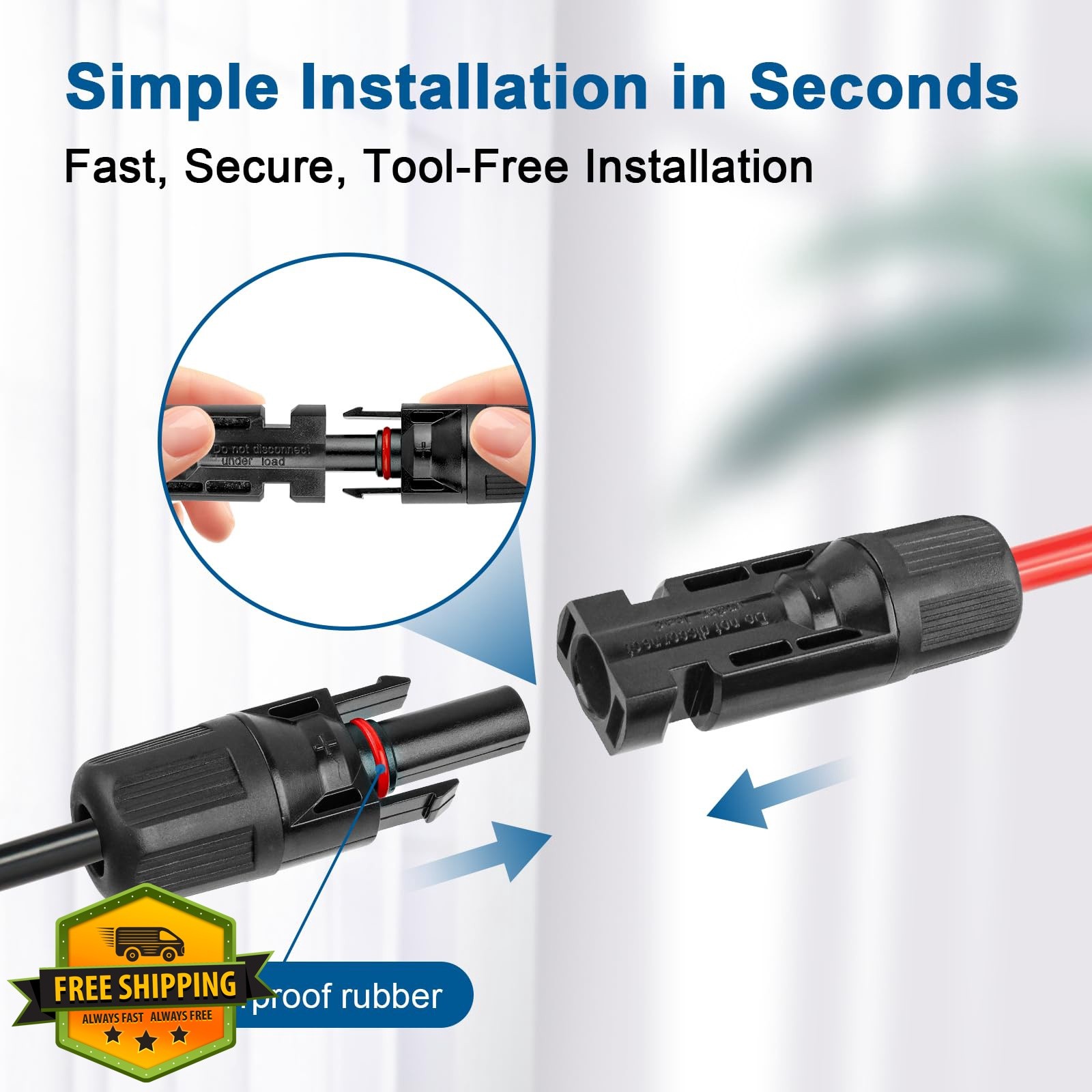 XRDS-RF 10AWG 2FT Solar Extension Cable 2pk Red Black