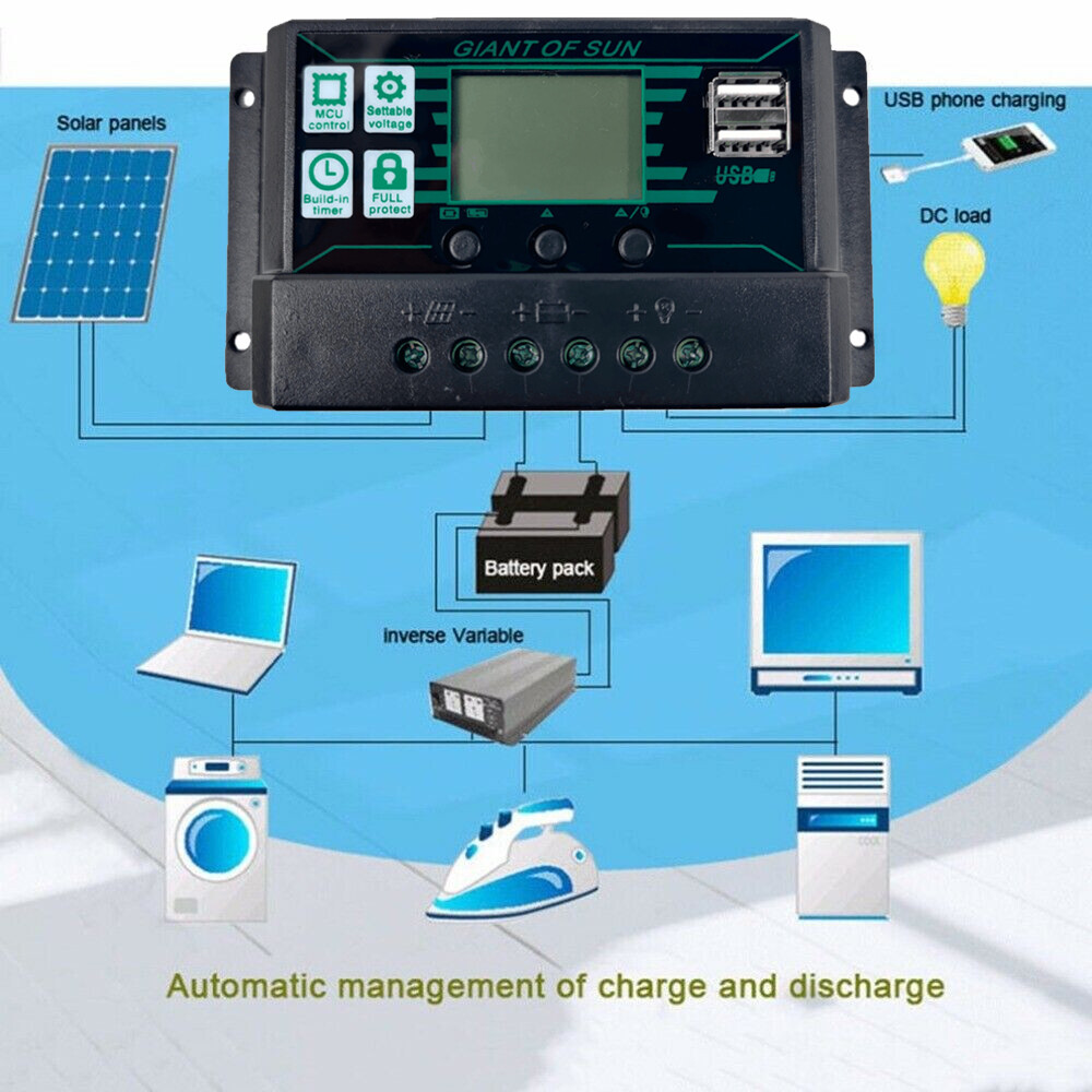 400W Controller Solar Panel Kit 100A 5V Portable Outdoor Home Battery Charger
