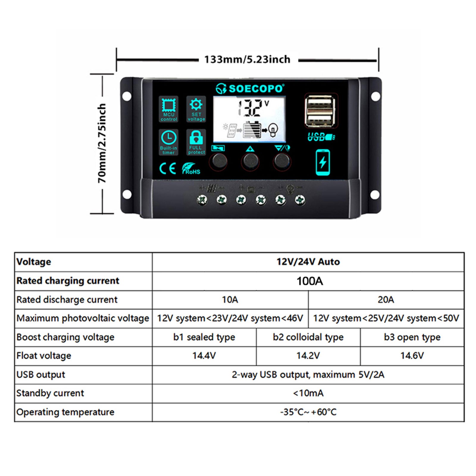 20000W Peak Solar System Kit Panel 12V/24V To 110V/220V Inverter