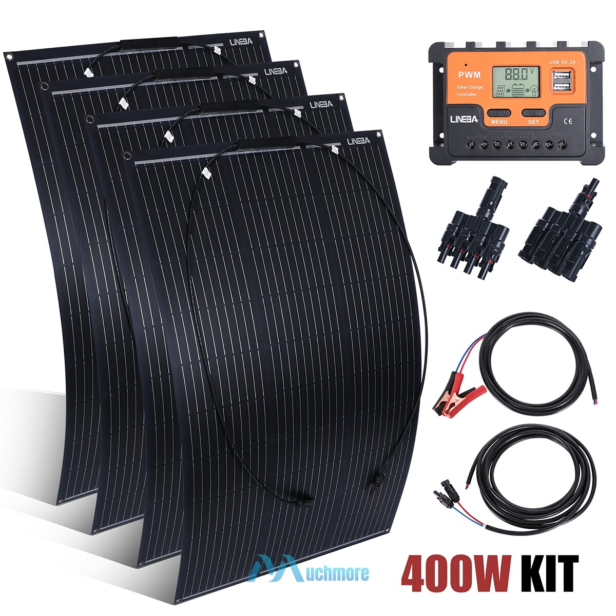 4x100W Flexible Solar Panel Kit Solar Power Generator Camping RV Battery Charger