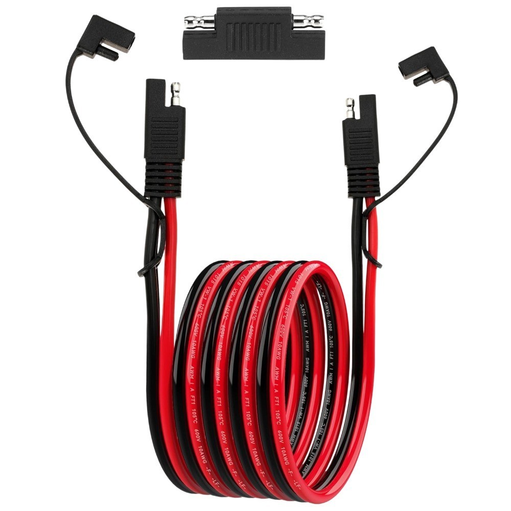 10AWG SAE Extension Cable 10FT with SAE Polarity Reverse Adapter for Solar Panel