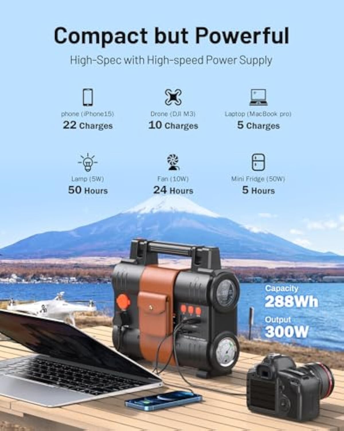 S300 300W(Peak 600W) 288Wh Solar Portable Power Station