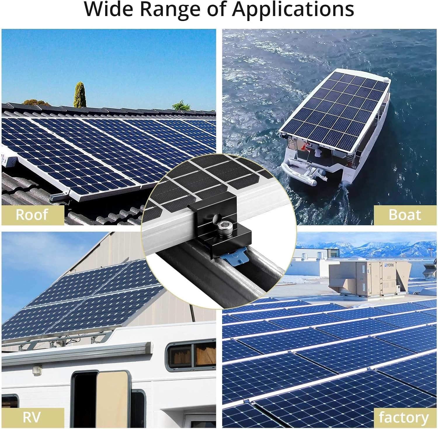 10pcs Solar Panel End Clamp for Standard Unistrut, Aluminum 30mm/35mm Solar P…