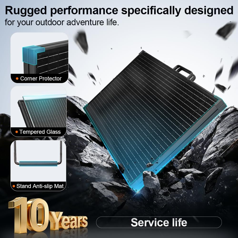 DOKIO Solar Suitcase 100W Portable Foldable Solar Panel 18v Monocrystalline 2…