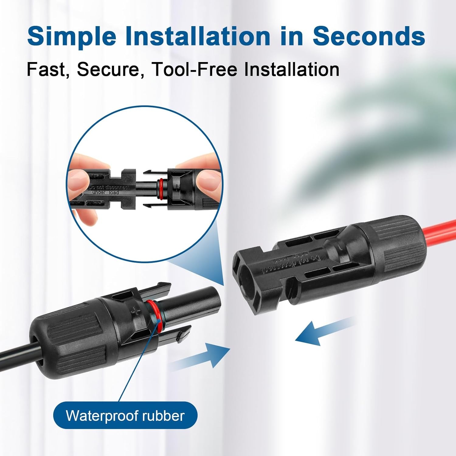10AWG Solar Extension Cable 75FT Red Black PV Connectors