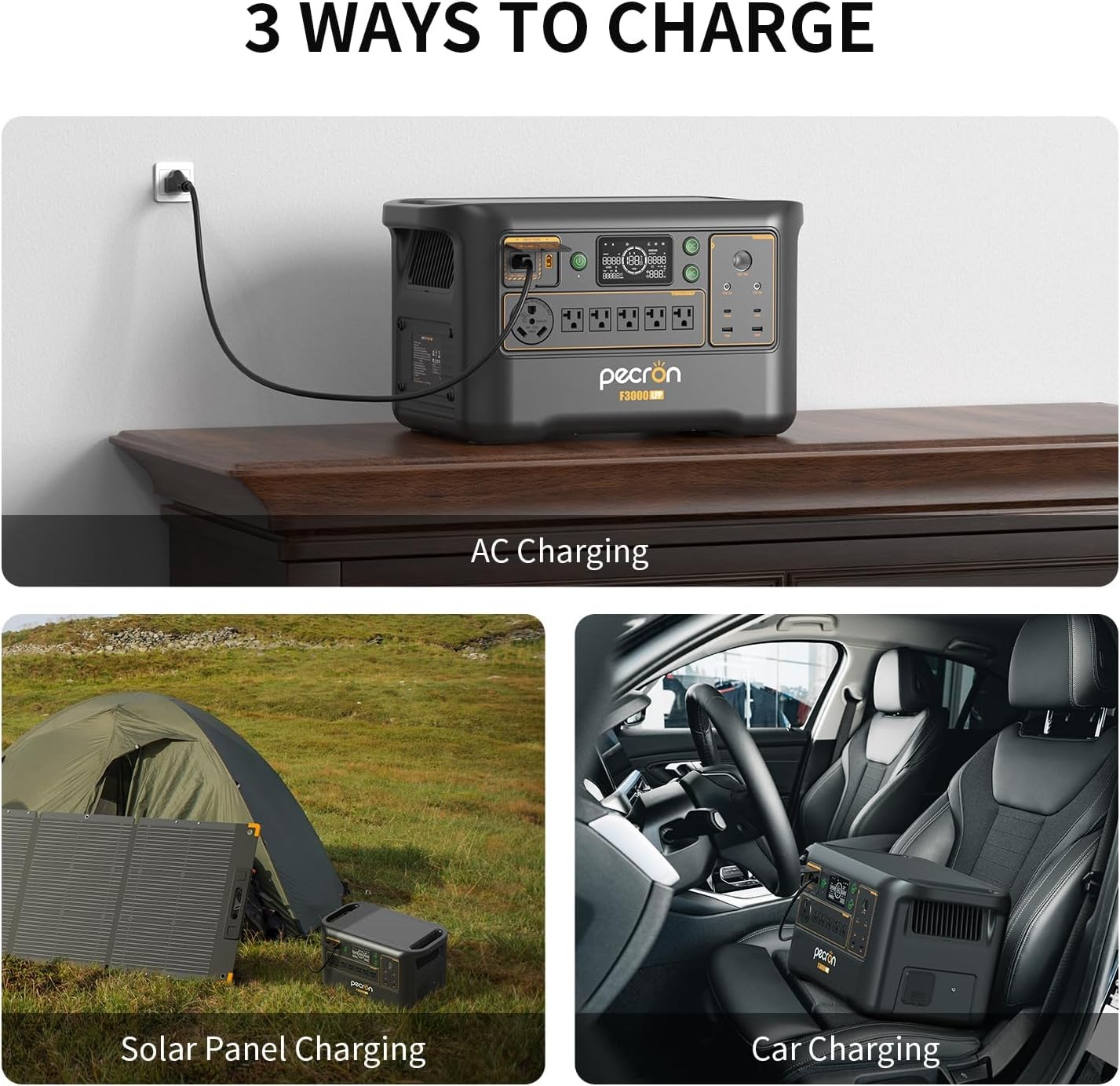 3072Wh 3600W Pecron F3000LFP Portable Power Station w/200W Solar Panel*2 RV