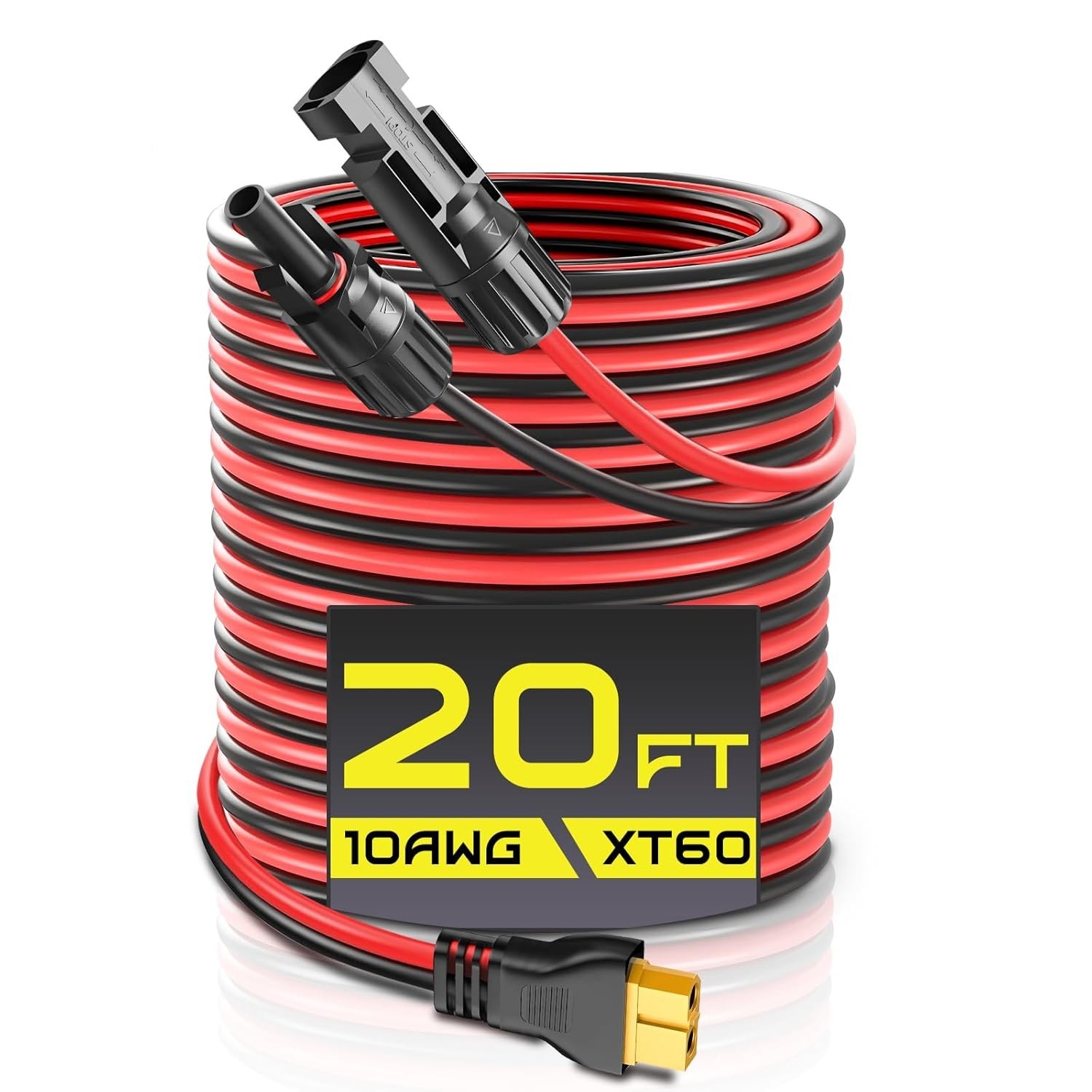 Cable adaptador solar a XT60 20 pies 12AWG para baterías y generadores solares