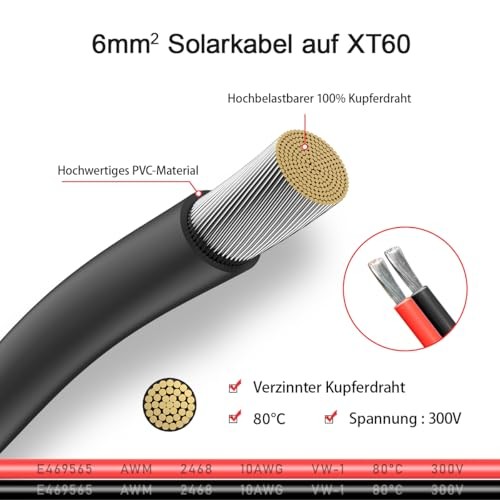 10AWG XT60 Solar Cable 2 10 25 35 50 75 100FT XT60 Extension Cable
