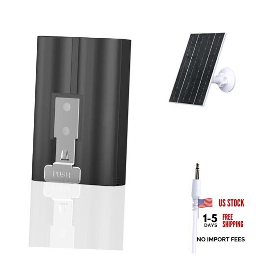 2600mAh Replacement Battery with Solar Panel Charger for Ring-Doorbell Camera