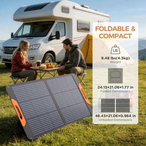 100W Portable Solar Panel with 5-in-1 Cable,23.5% Efficiency ETFE 20V 100W-1PCS