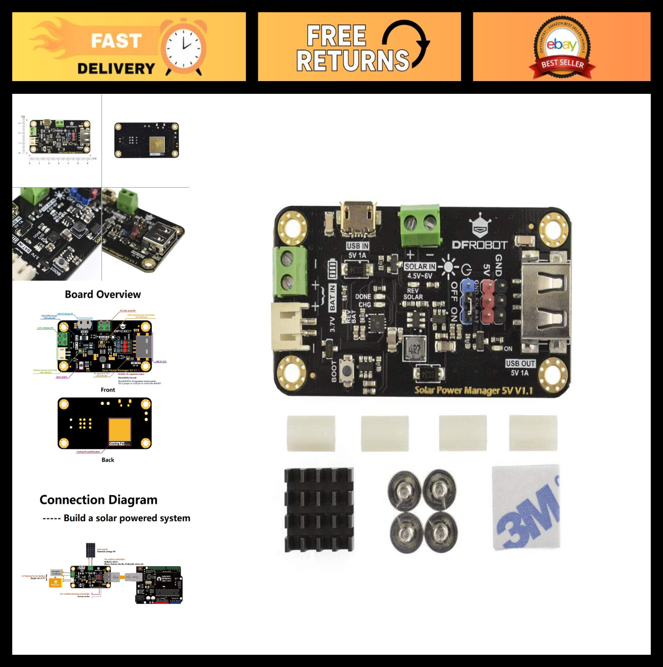 900mA MPPT Solar Charge Controller – 5V Solar Power Manager Module, USB Compatib