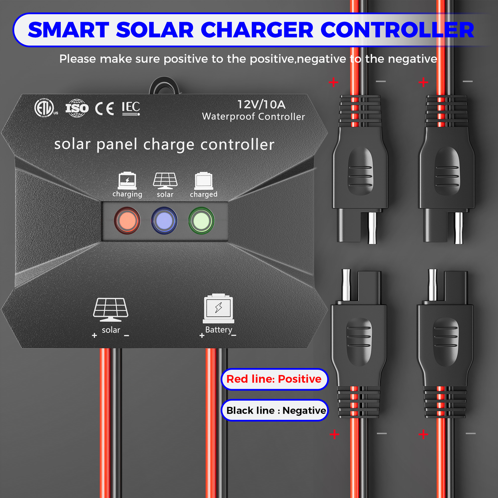 10A 12V Solar Charge Controller Waterproof Solar Intelligent Battery Regulator