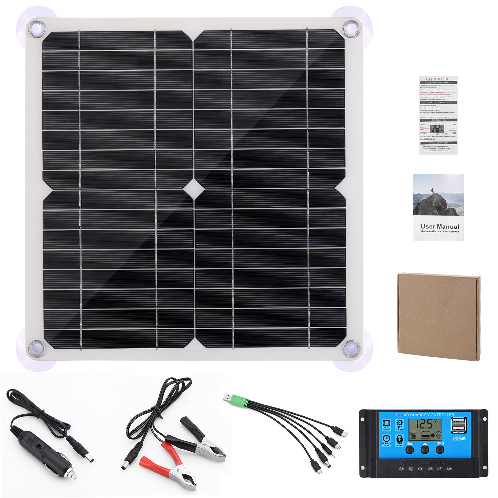 Solar Panel Kit 100A 12V Battery Charger With Controller Caravan Boat Outdoor US