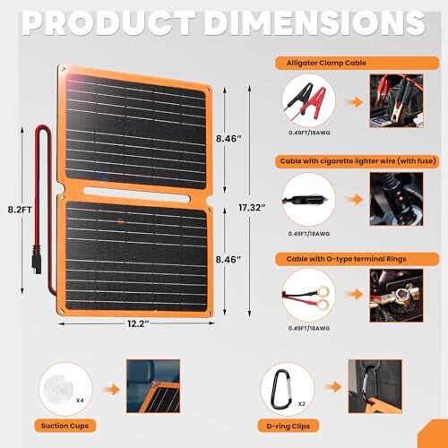 Trickle Charger 12V Solar Panel Waterproof 20W Car Marine RV Battery