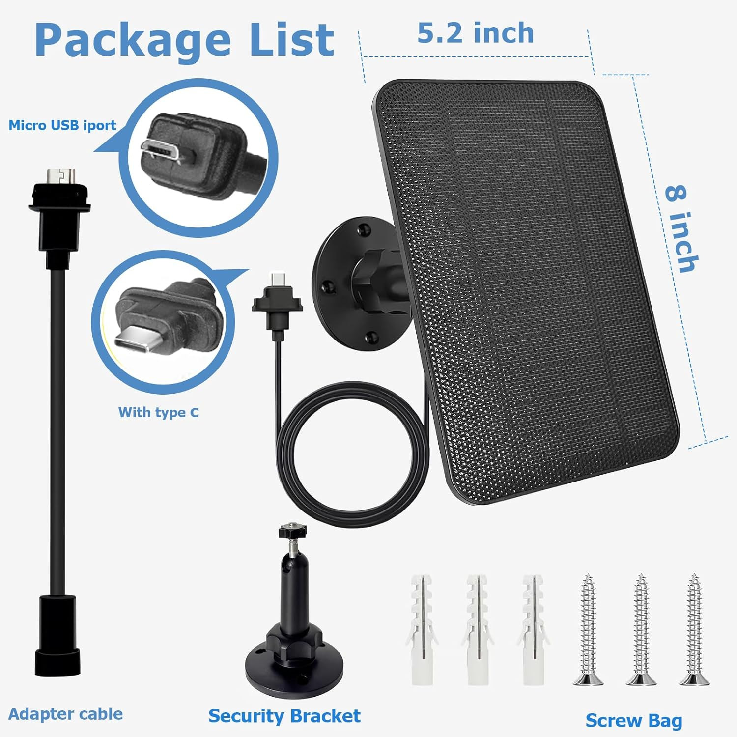 Solar Panel for Blink Camera, 4W Solar Panel Compatible with Blink Outdoor 4 (4T