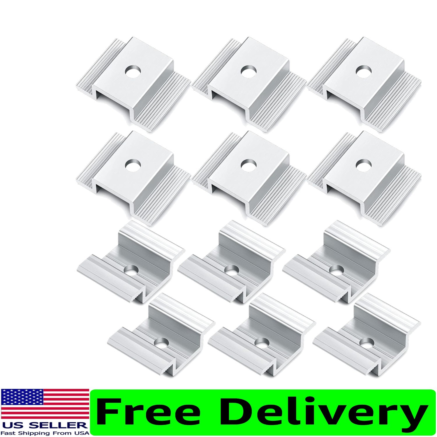 12 Pack Aluminum Solar Panel Mid Clamps – Rust Resistant Mounting Brackets