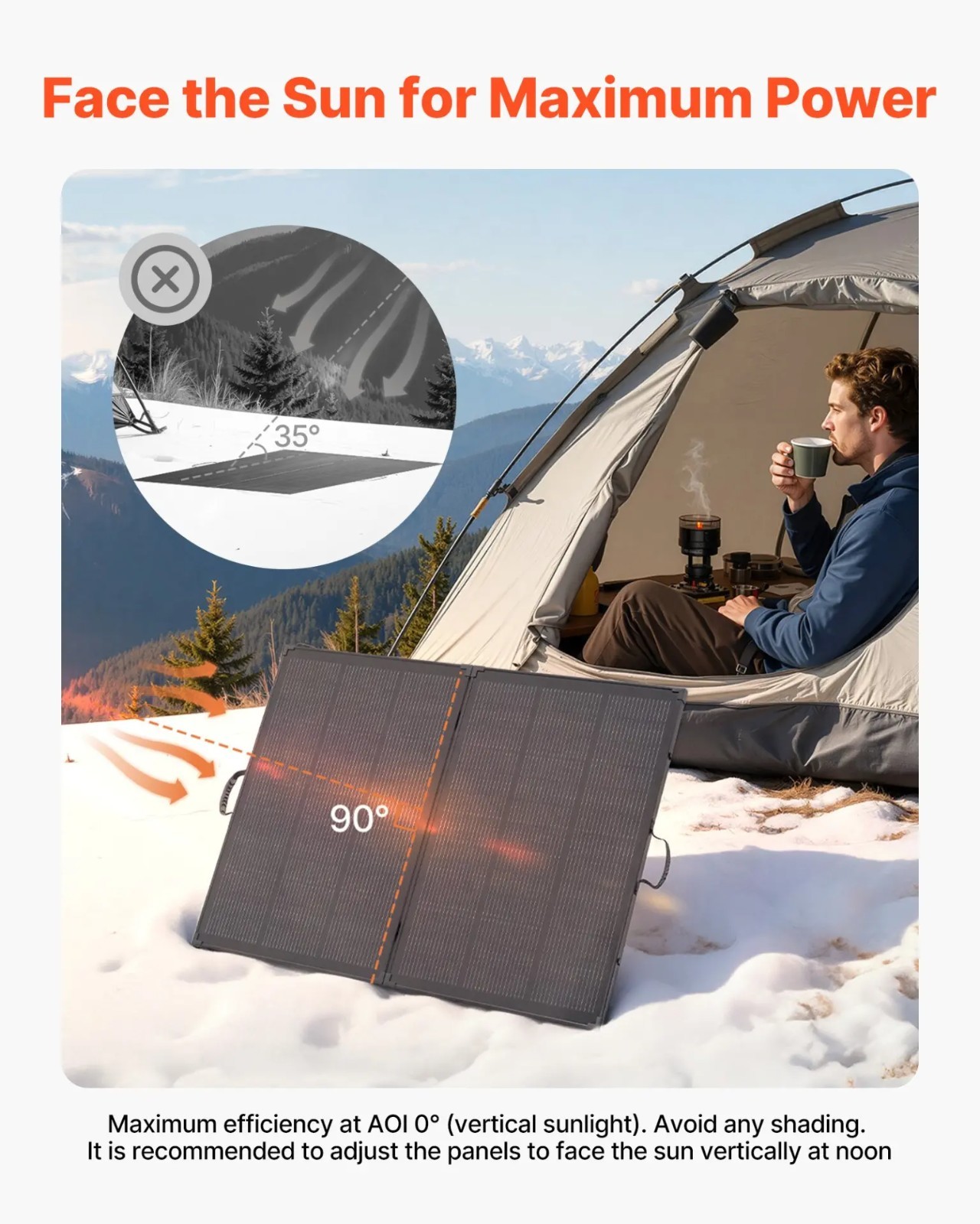 VEVOR 200W Foldable Solar Panel with Frame 23% High-Efficiency Portable Monocry
