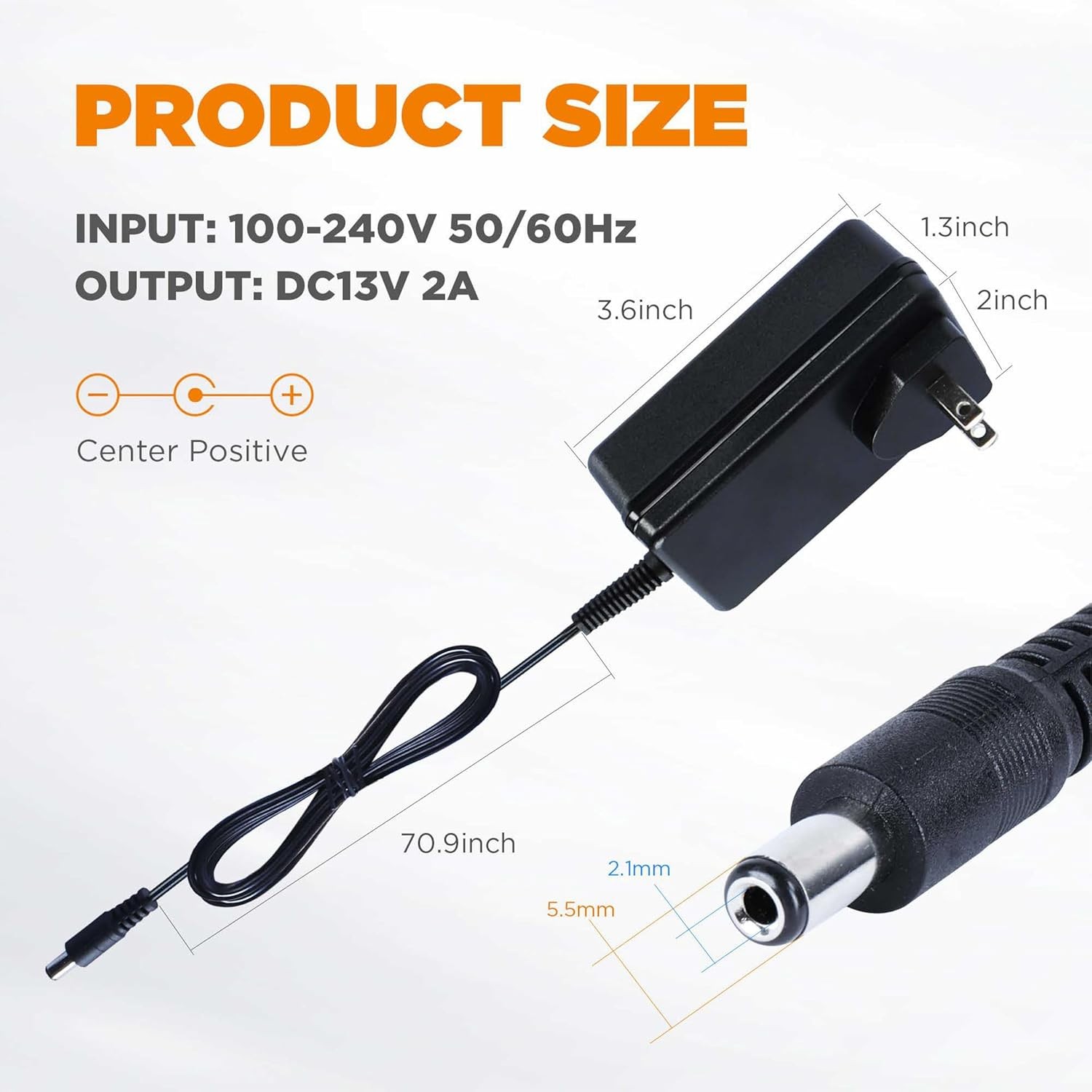 12V 2A Generator Battery Charger – 5.5mm/2.1mm DC Connector Power Supply