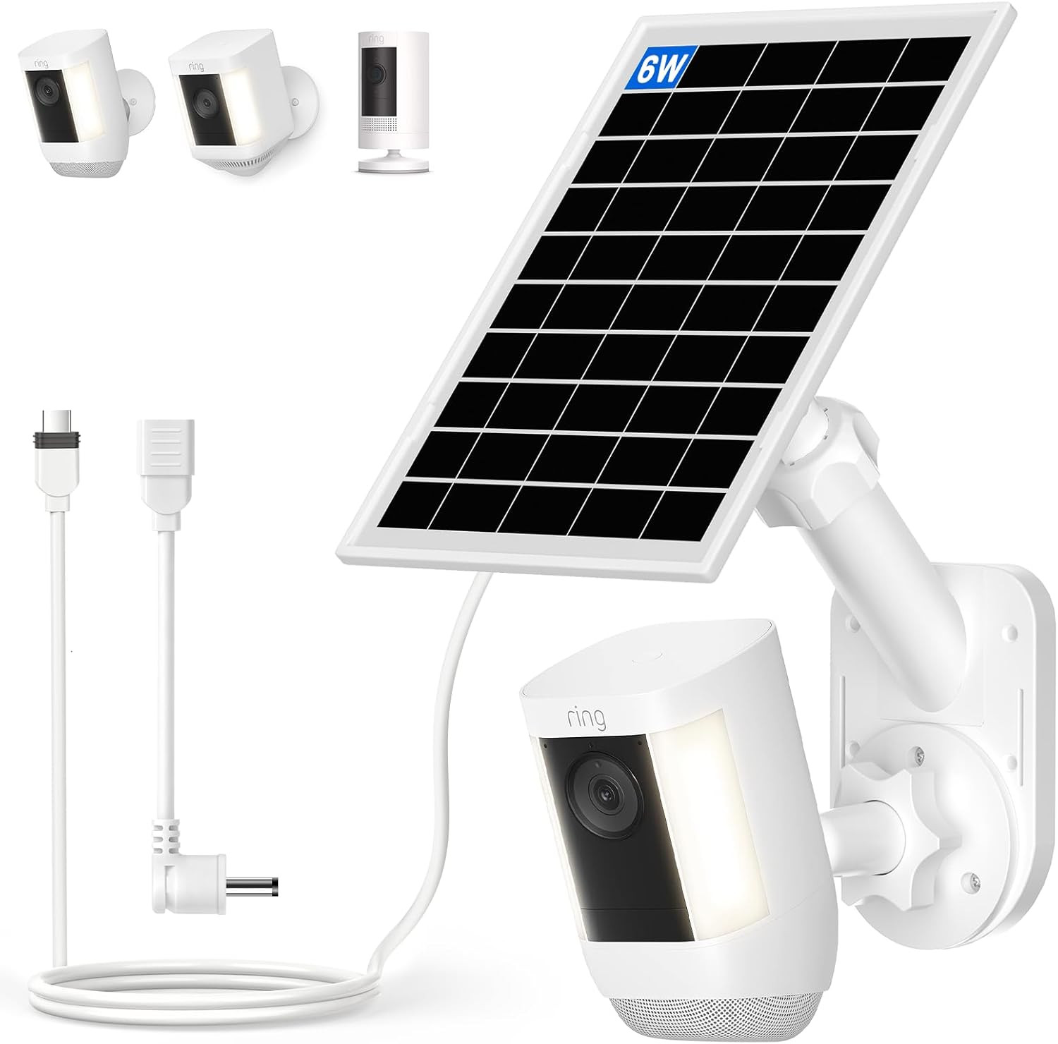 Solar Panel and 2-In-1 Wall Mount for Ring Cam, 6W Solar Charger Compatible w…