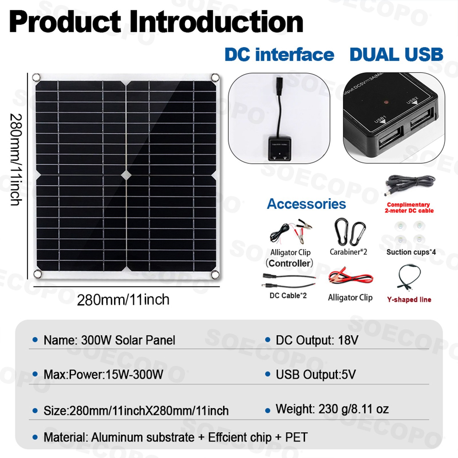 1200W Solar Panel Combo – 4 x 300W + 100A Controller + Y-Cable + Suction Cupsl