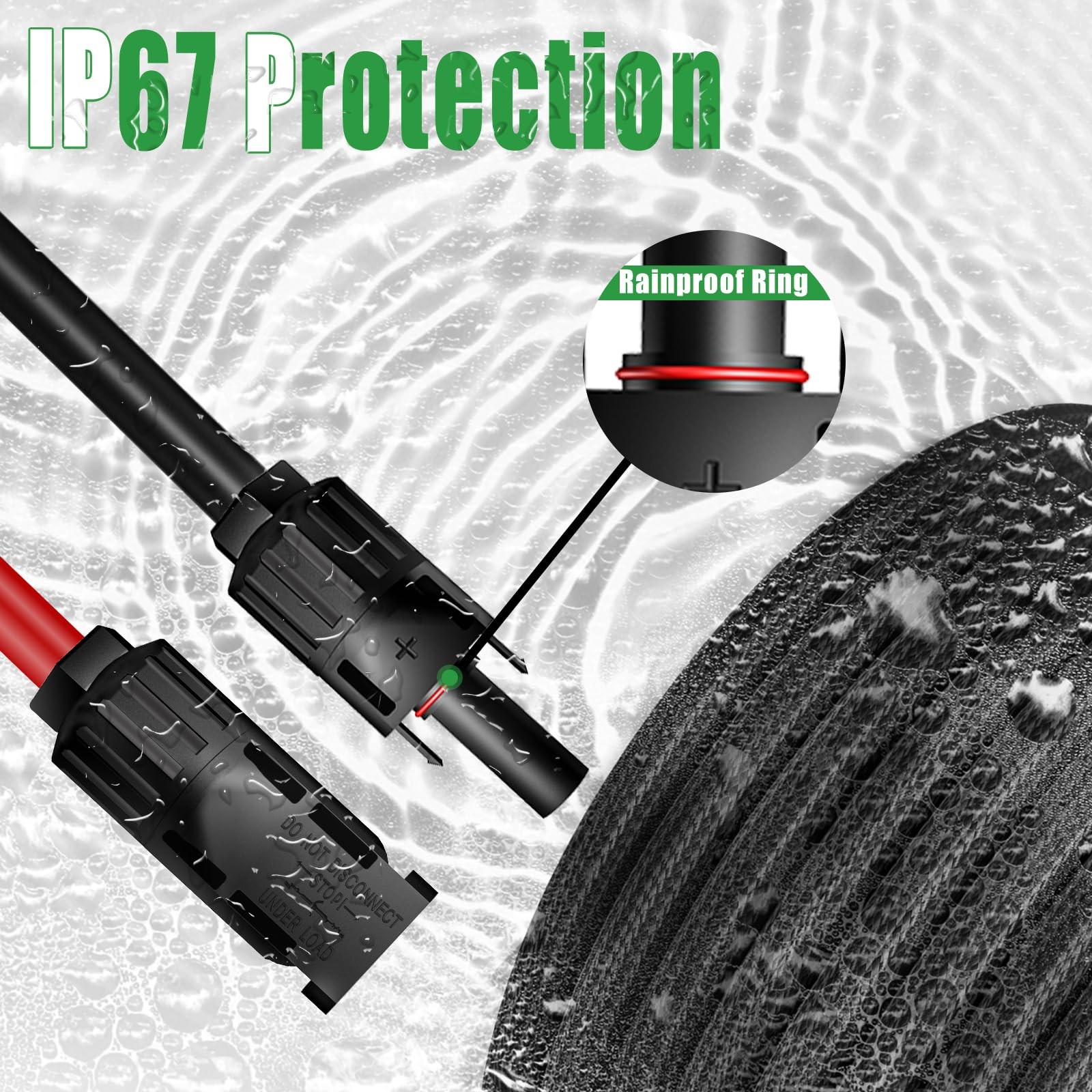 Twin Wire 20 Feet Solar Extension Cable 10AWG with -IP67- Female and Male Con…