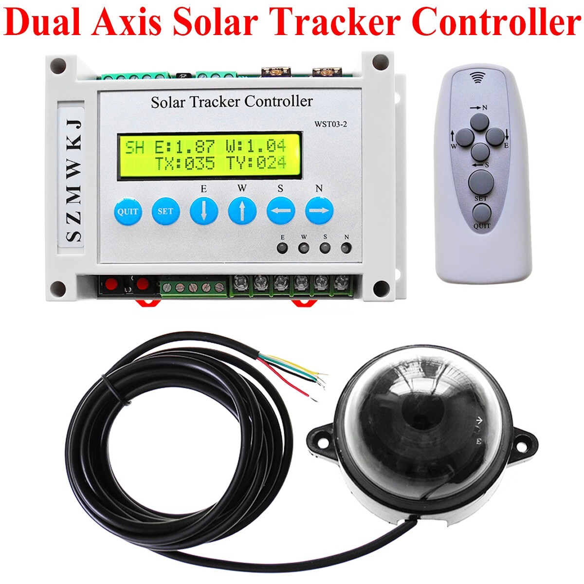 Dual Axis Solar Tracker W/ 6000N 16″ Linear Actuators Controller Anemometer Kits
