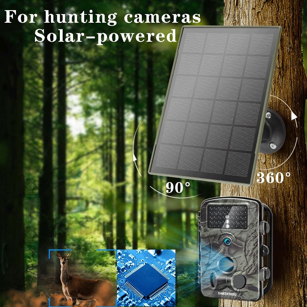 1Panck Trail Cameras Solar Panel 3W/5V, Built-in 6000mAh Battery,IP66,Type-C/…
