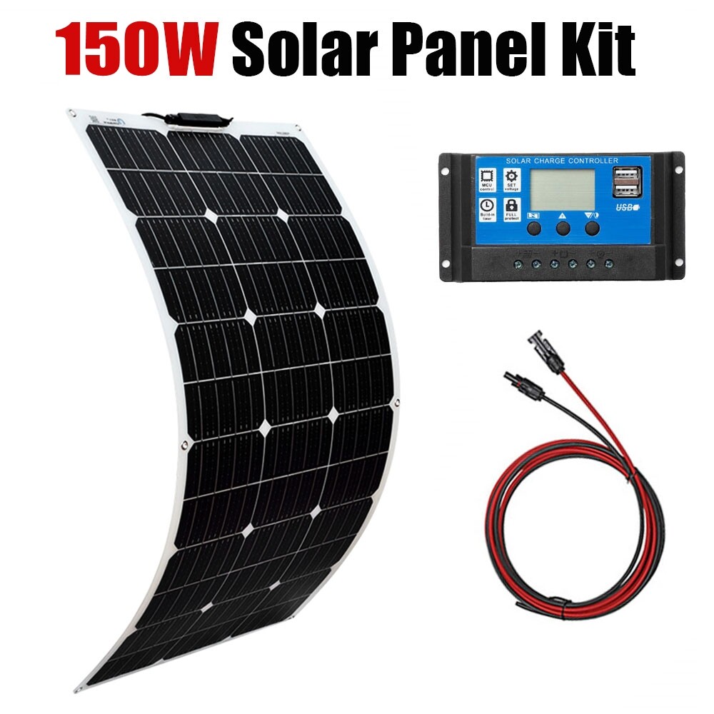 150W Monocrystalline Solar Panel High Efficiency Durable RV Marine Boat Off Grid