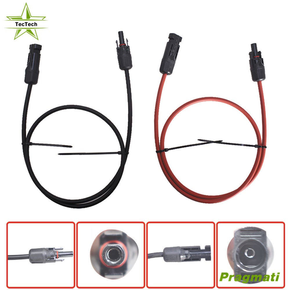 10/12 AWG 1 Pair Black + Red Solar Panel Extension Cable Wire Connector