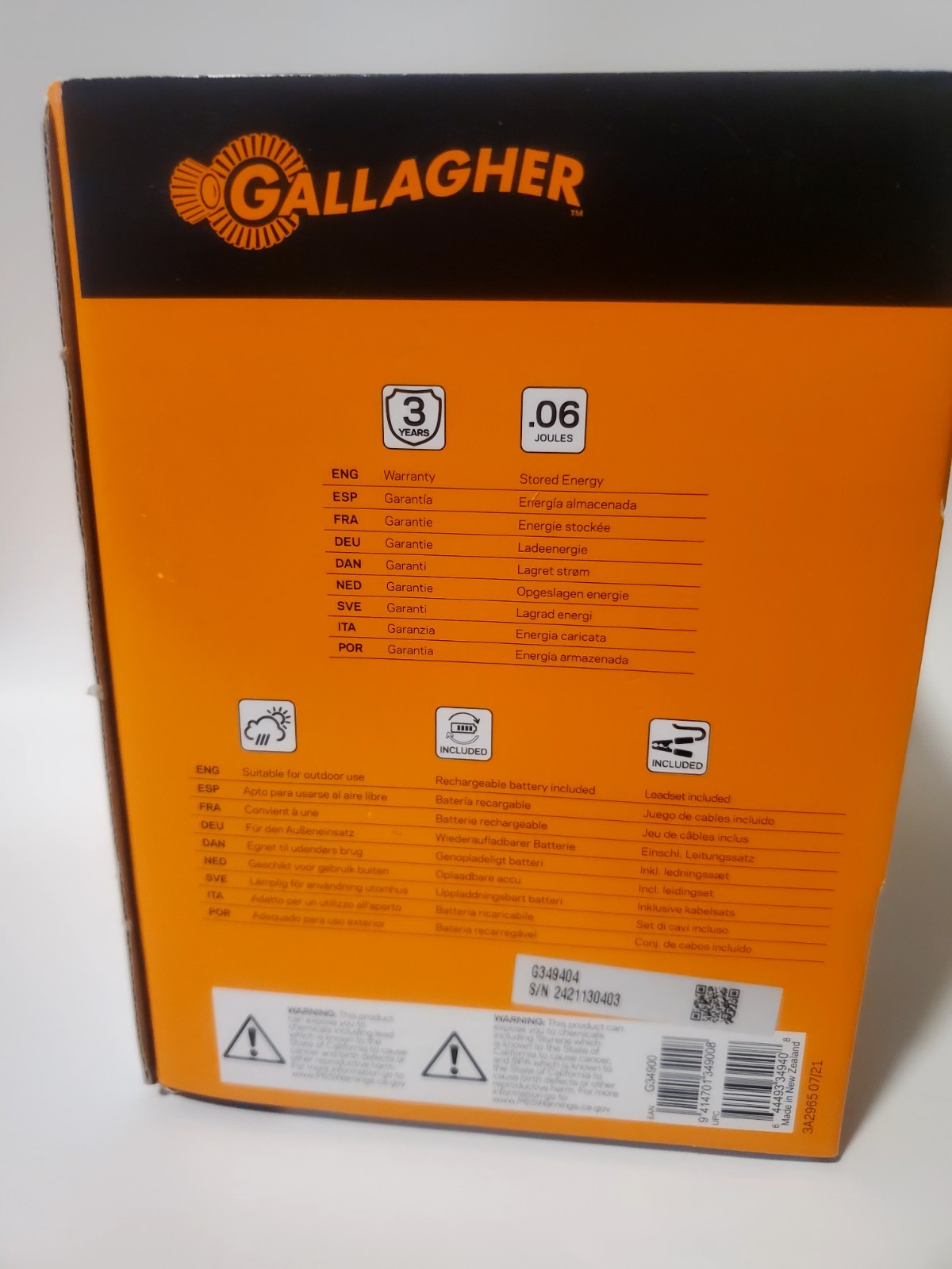 Gallagher S6 Lithium Solar Electric Fence Energizer .06 Joules