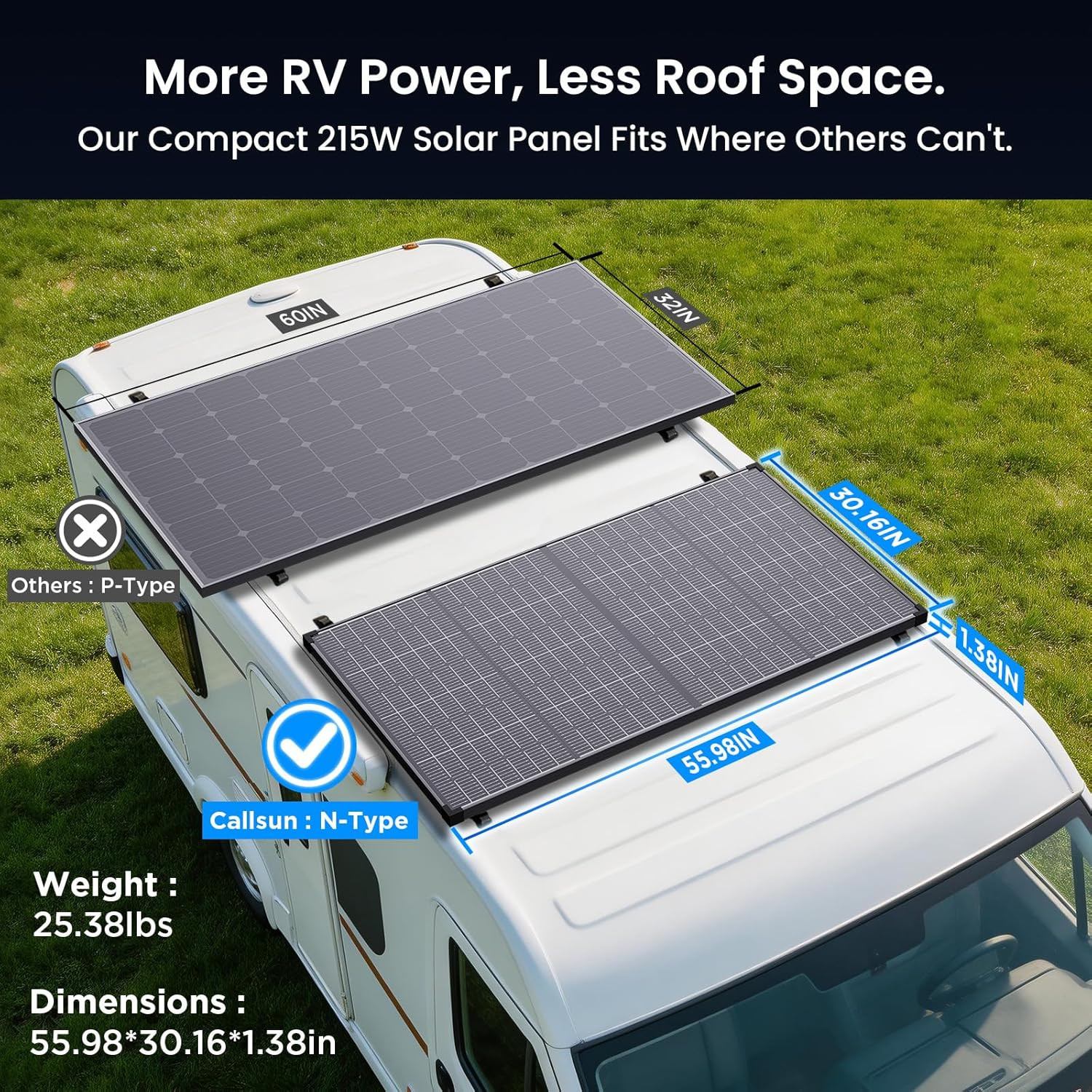 430W Anti-Shading Bifacial Solar Panel, 2PCS 215 Watt N-Type 16BB Monocrystallin