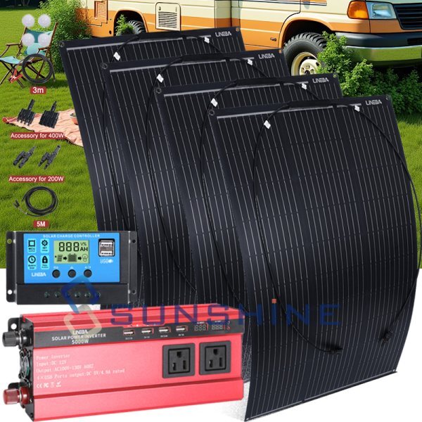 400W Solar Panel Mono Battery Charger inverter For RV boat Caravan Roof Off-grid