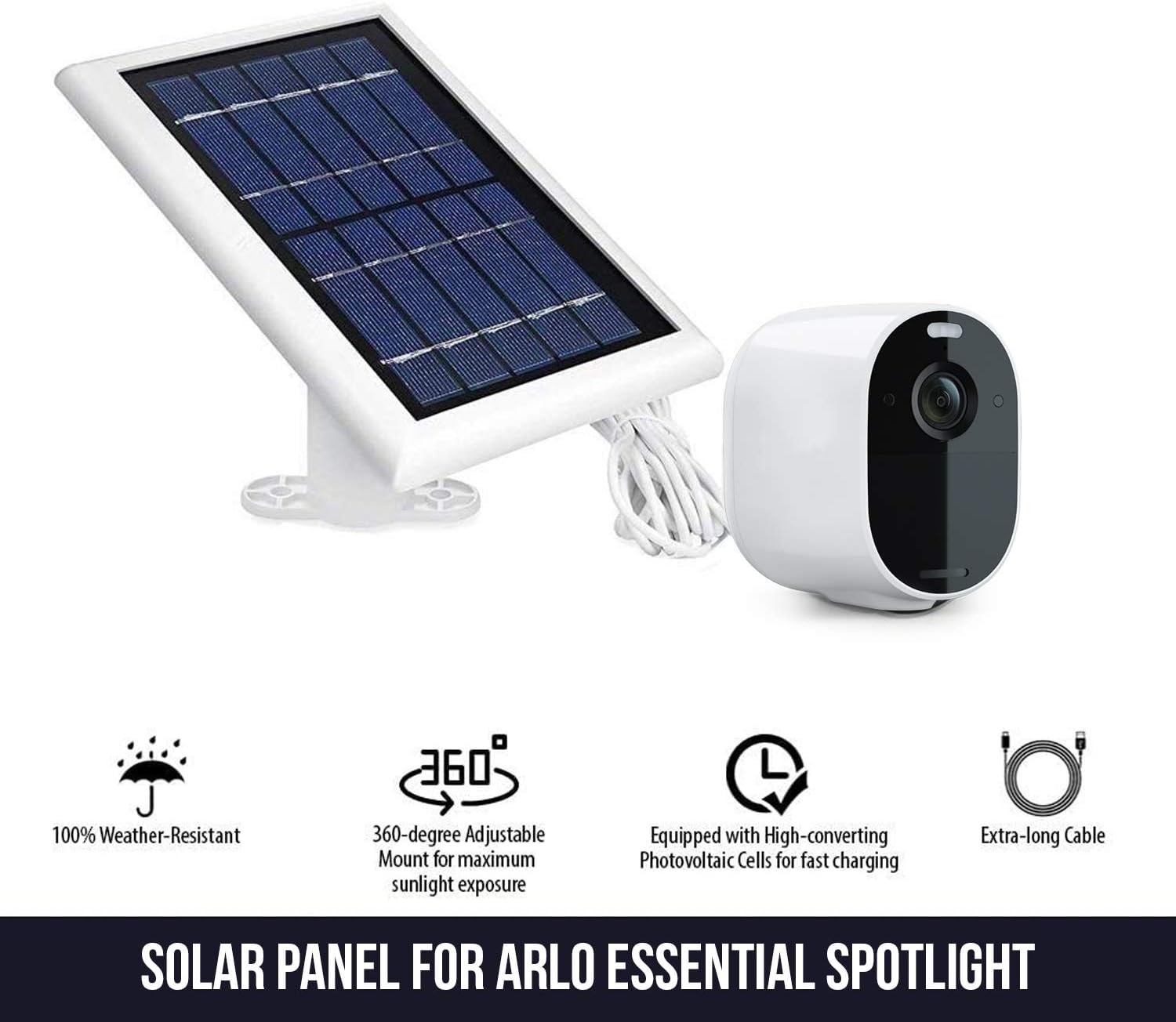 Solar Panel for Arlo Essential Camera Weatherproof Outdoor (1 Pack, Used)