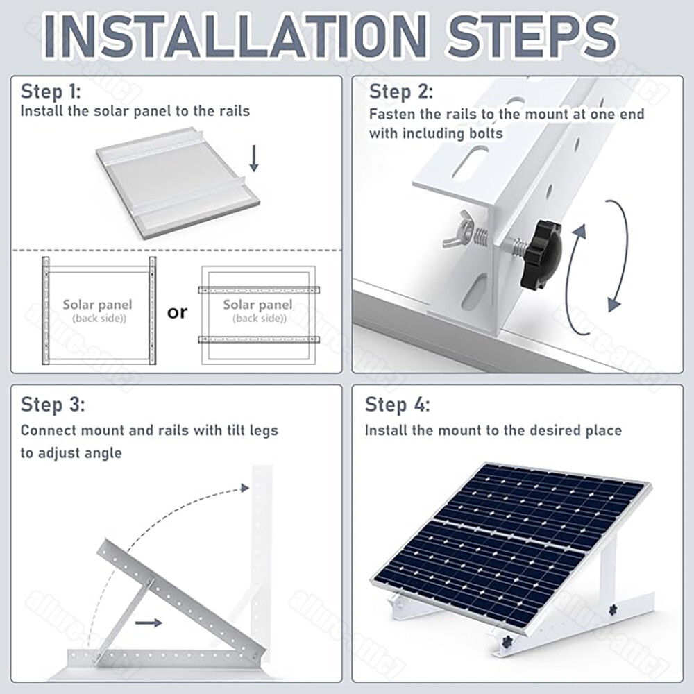 Adjustable Solar Panel Tilt Mount Brackets Kit Ground Roof Boat Mounting System