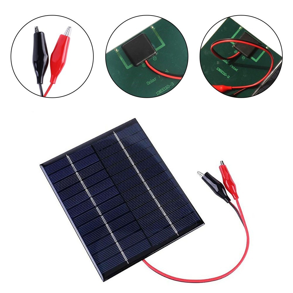 Compact 2W 12V Solar Panel DIY Charger Board with Clip for Camping Use