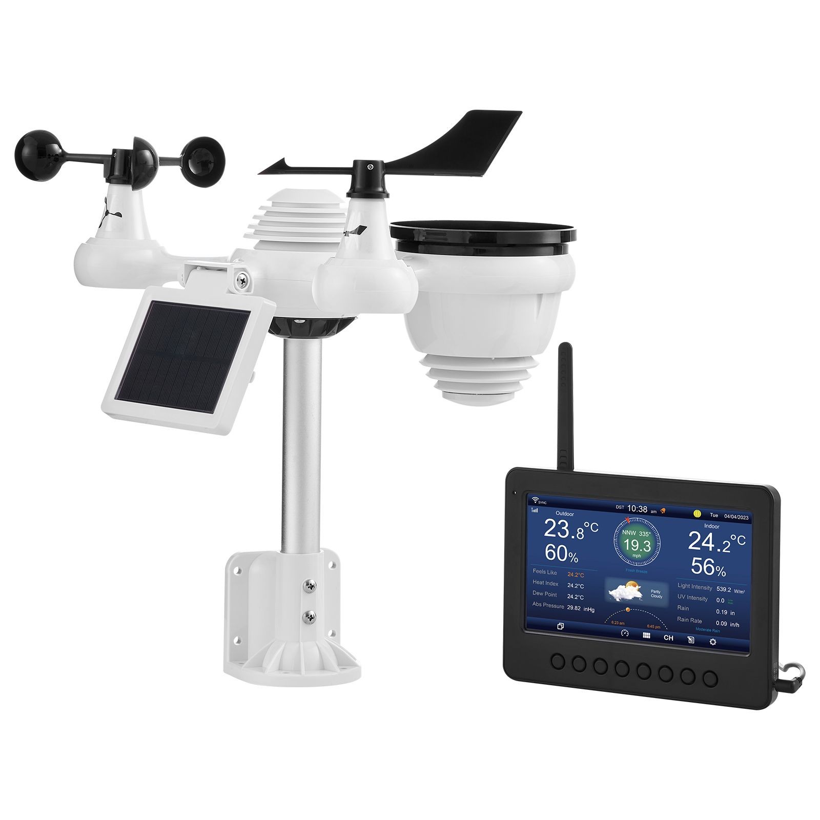 7 – in – 1 Wireless Weather Station with Wi – Fi, 7″ TFT Colorful Display, Solar