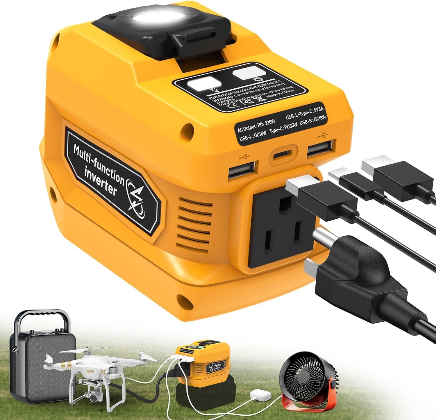 220W Power Inverter Compatible 20V Battery Portable Power Station Generator