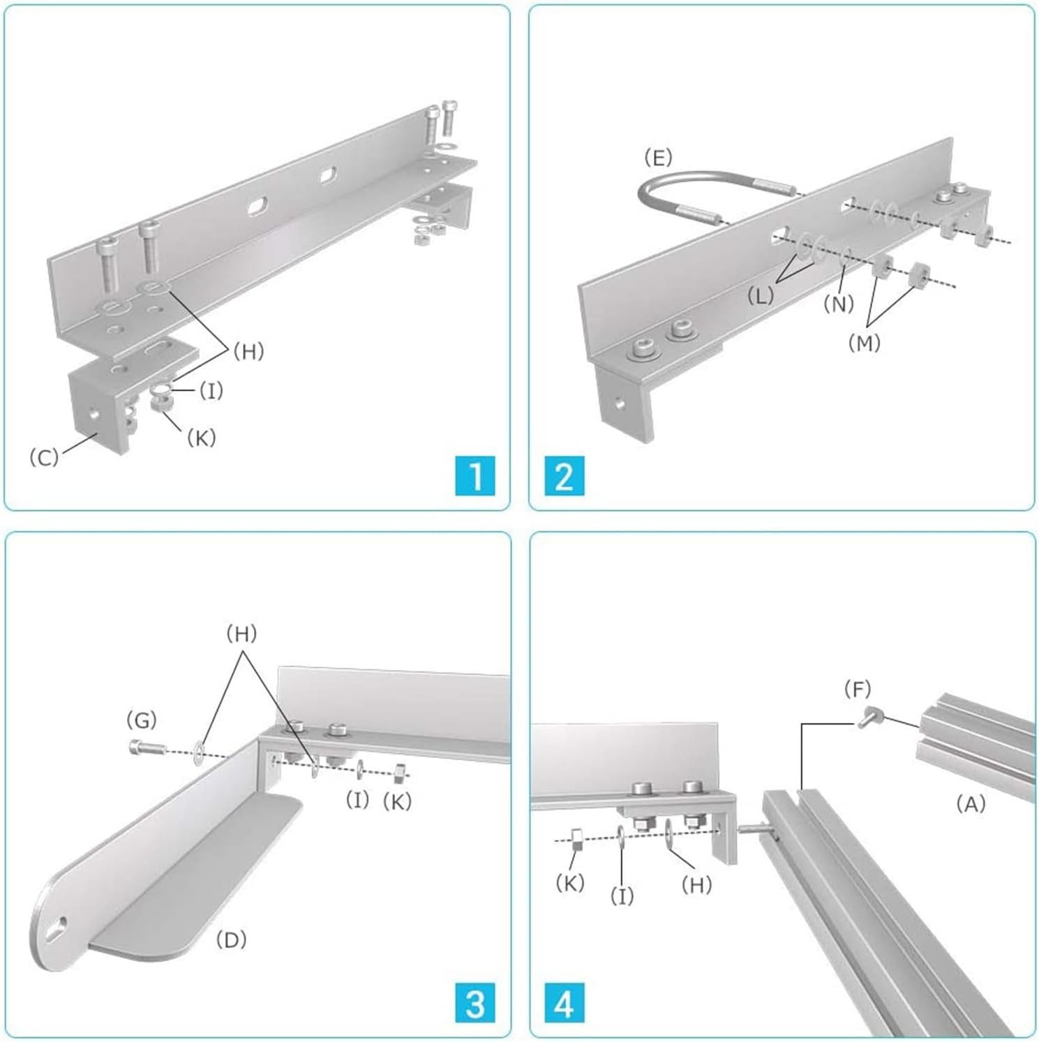 Renogy Solar Pole Mount Bracket Side Mount 50W 100W Flat Surface