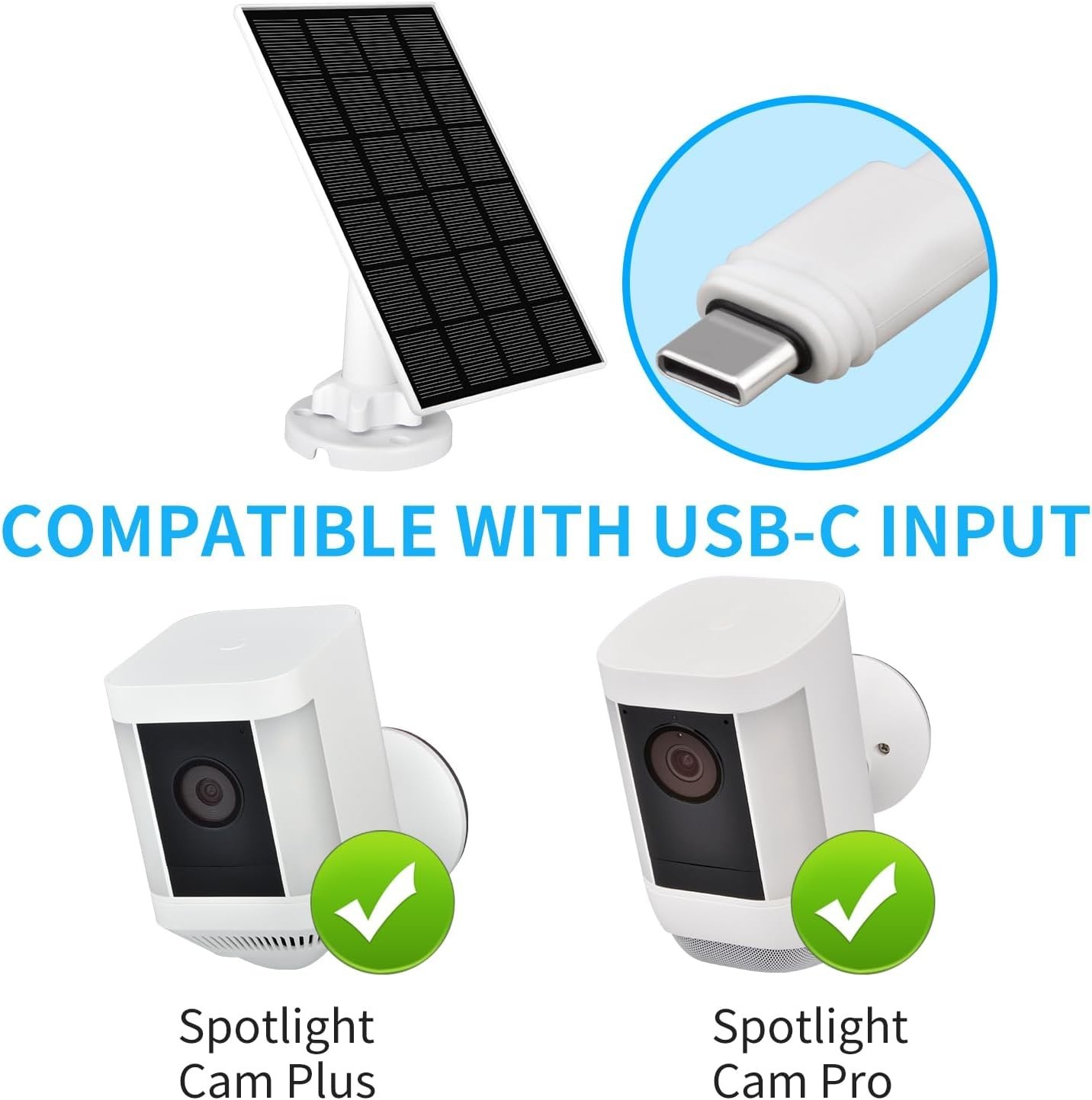 3.5W Solar Panel for Ring Cameras – USB-C Charger for Spotlight Cam Plus/Pro