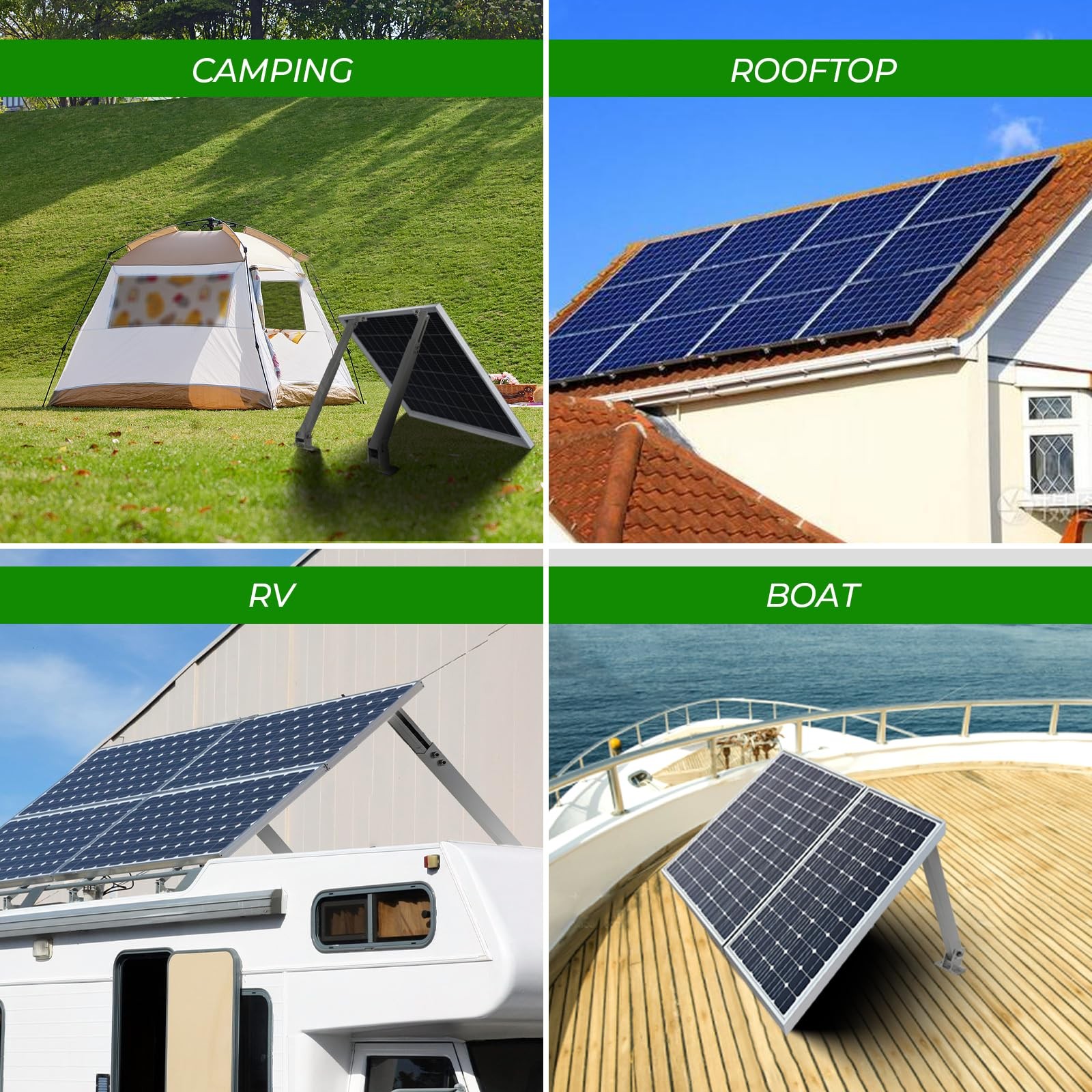 Adjustable Solar Panel Tilt Mount Brackets 14-27in for 100W-450W Panels RV Boat