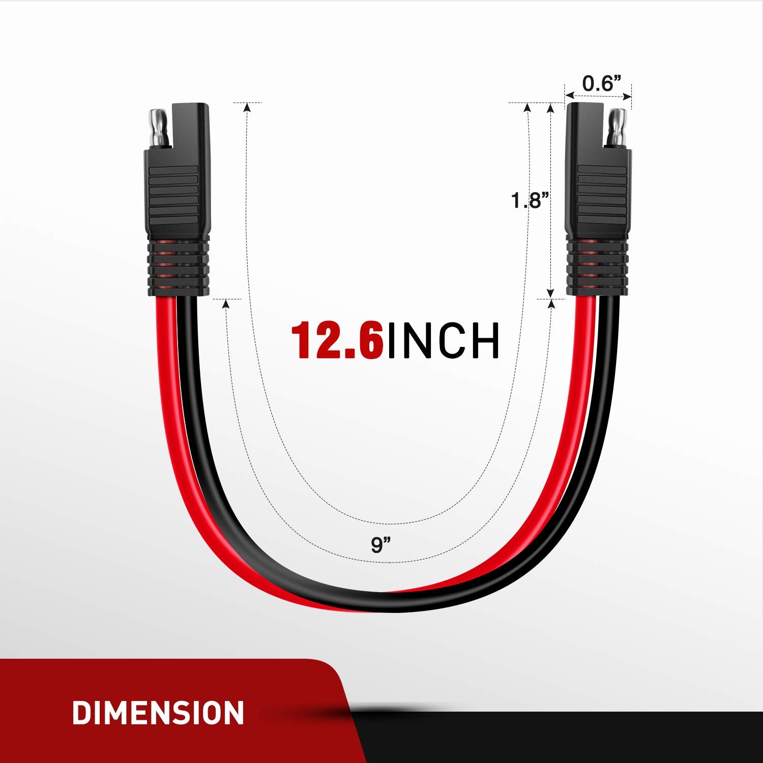 Nilight 5 Pack SAE to SAE Extension Cable 10AWG 2 Pin SAE Connector Extension Co