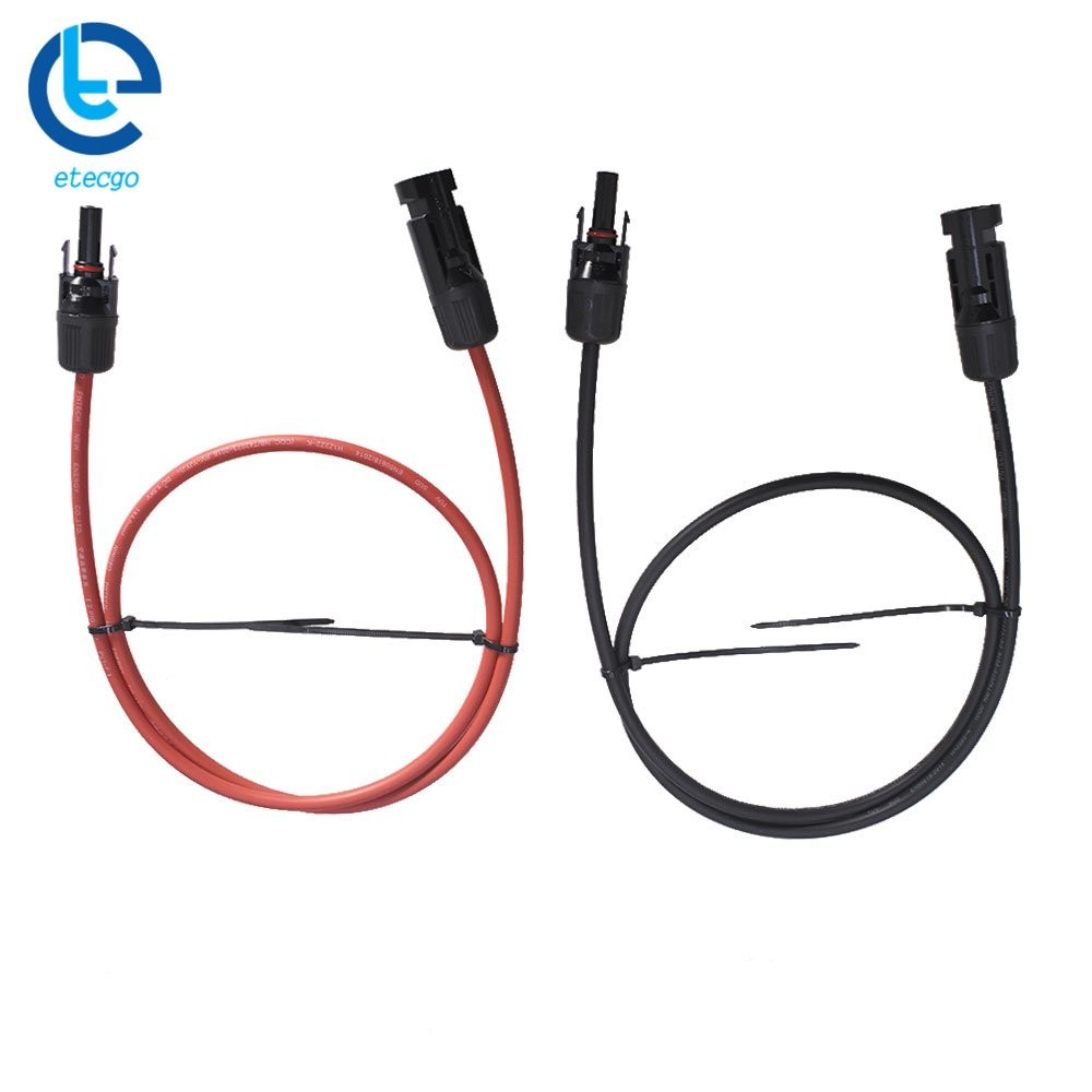 1 Pair Black + Red 10 AWG 3 Feet Solar Panel Extension Cable Wire Connector