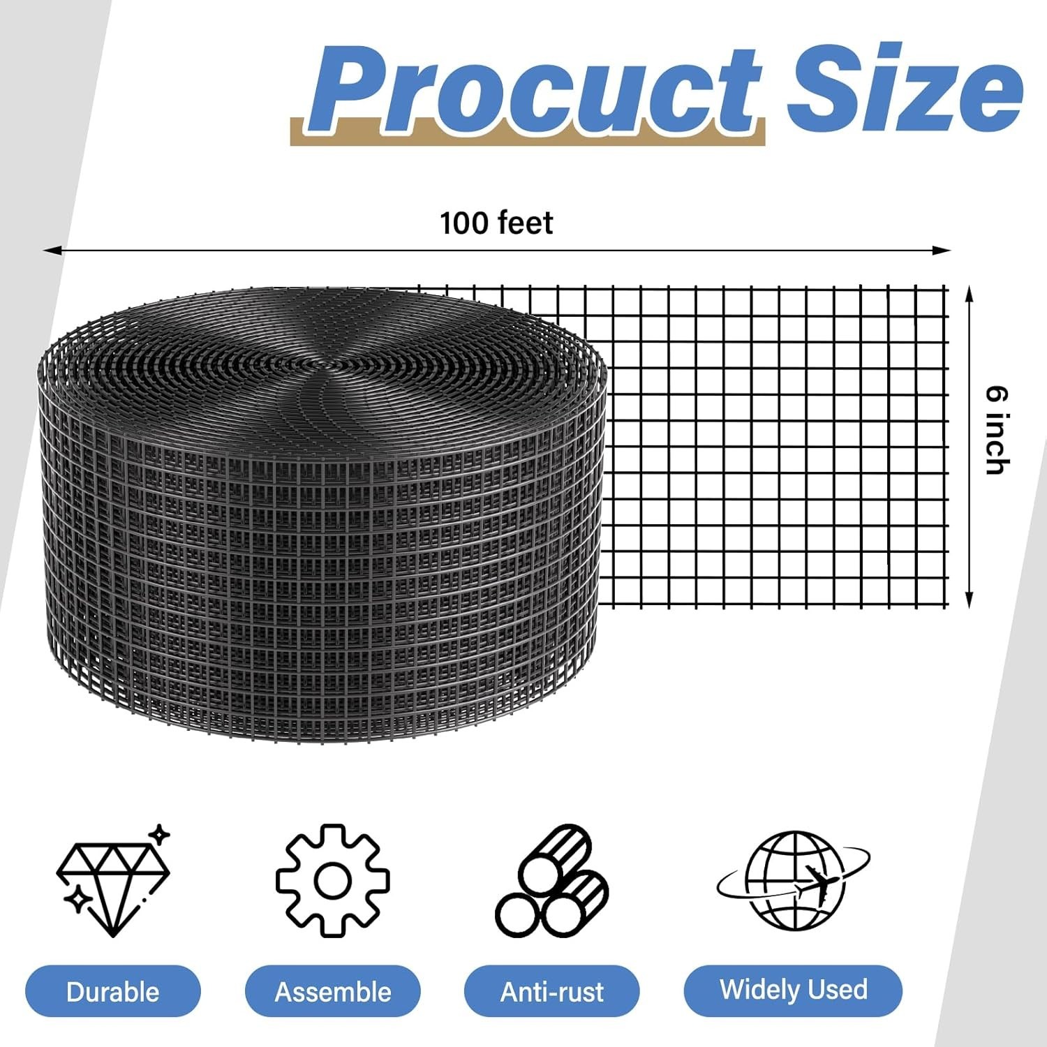 Durable 6in x 100ft Critter Guard for Solar Panels – Black PVC Coated Protection